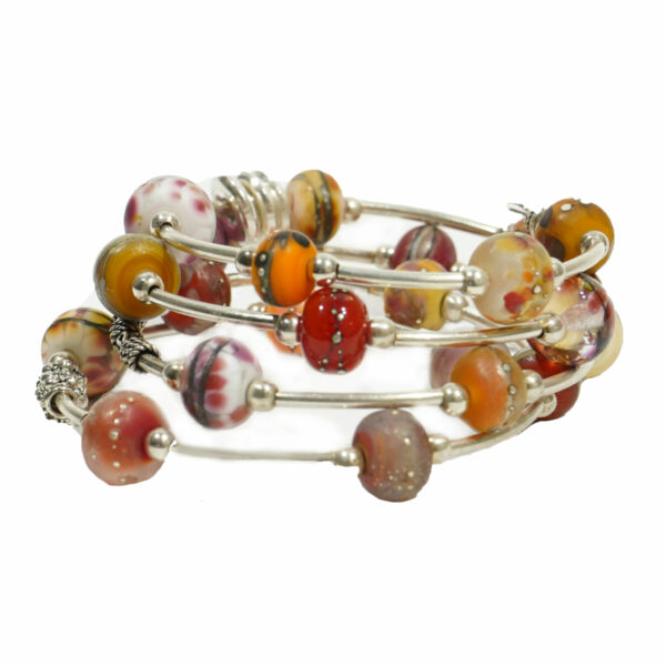 Bracelet de perles de verre Orange et Rouge
