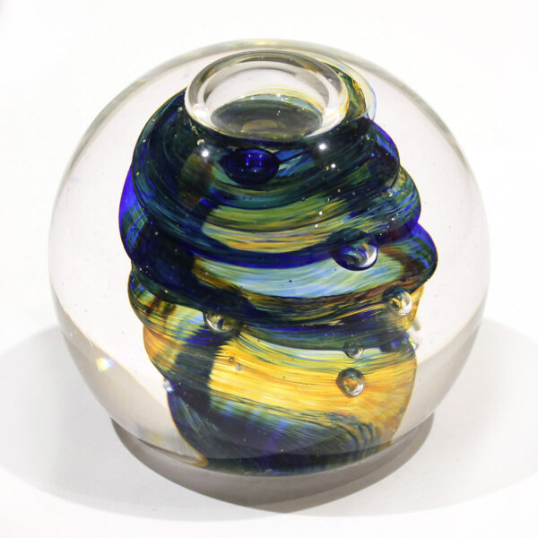 Glass Orb - Blue and Yellow