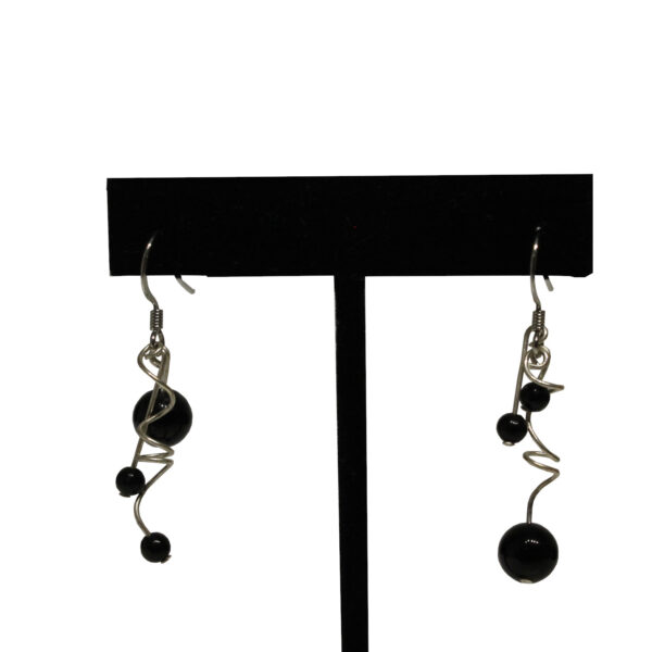 Earrings with Three Black Beads