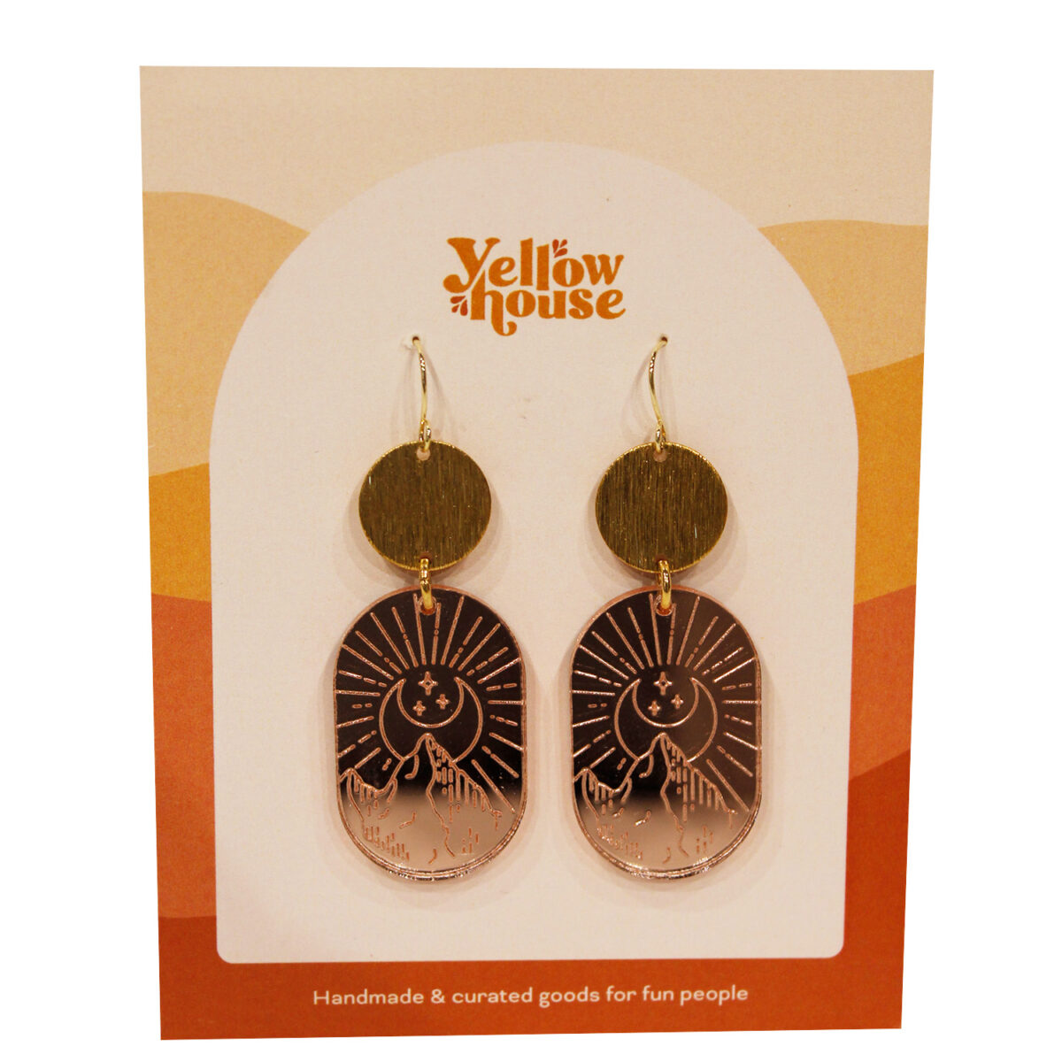Pink + gold earrings (moon mountain)