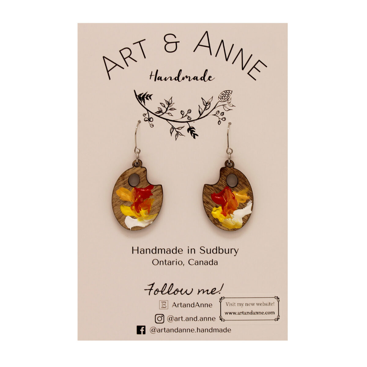Warm Colours Paint Pallet Earrings
