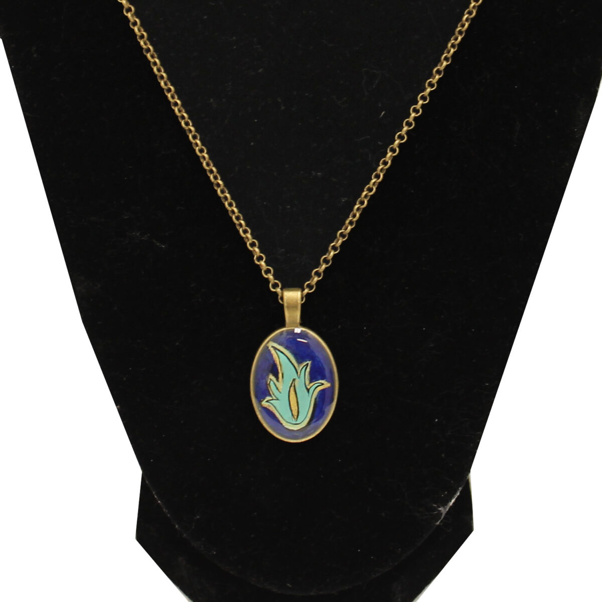 Blue Fire Hand Painted Pendant