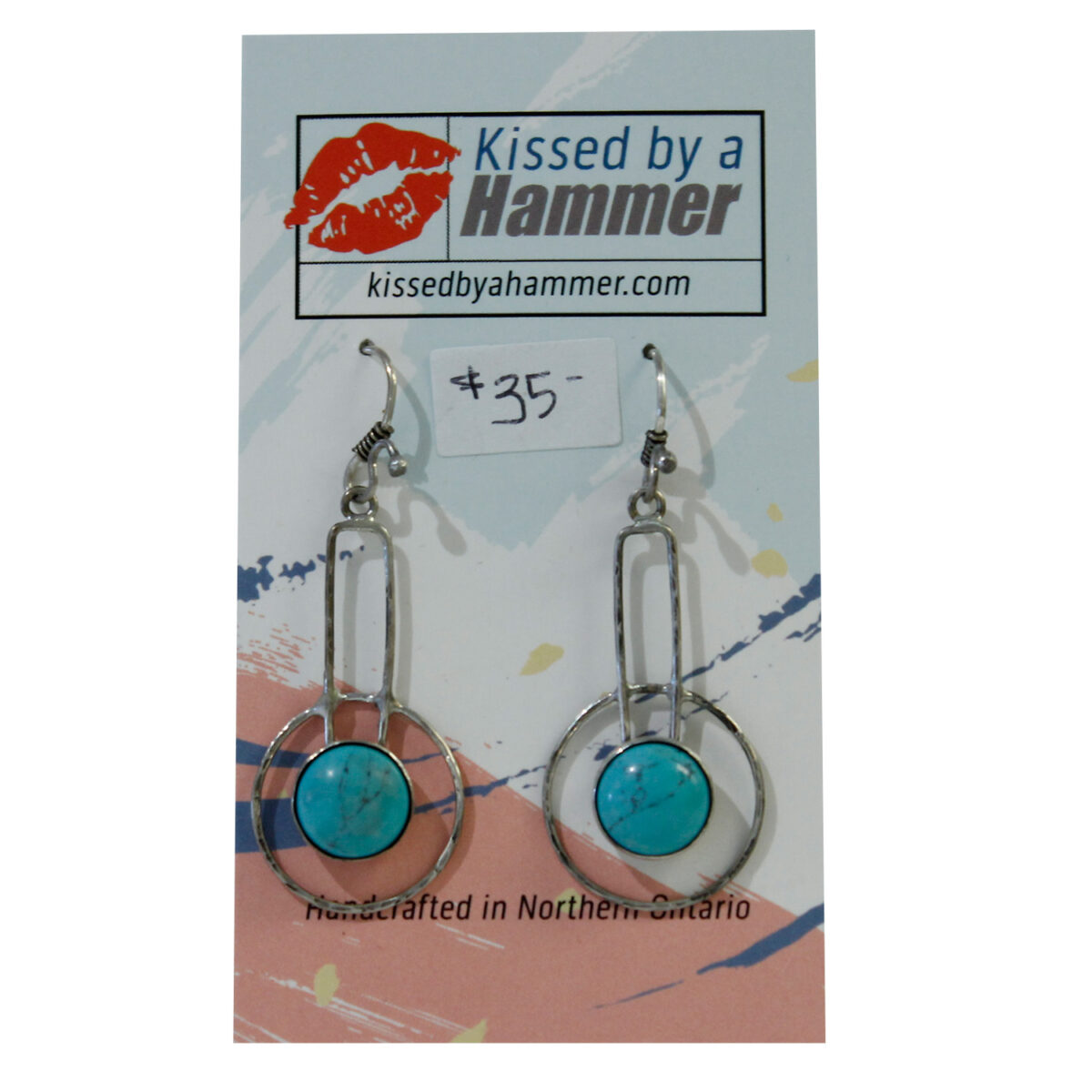 Turquoise Gemstone / Silver Wire Circles