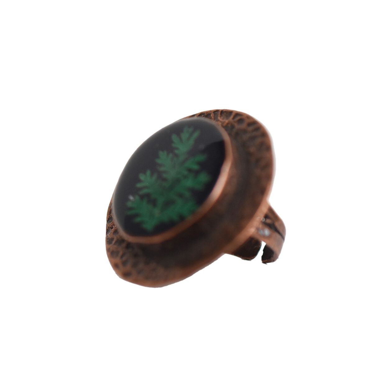Metal Copper Leaf Pressed Ring - Size 6