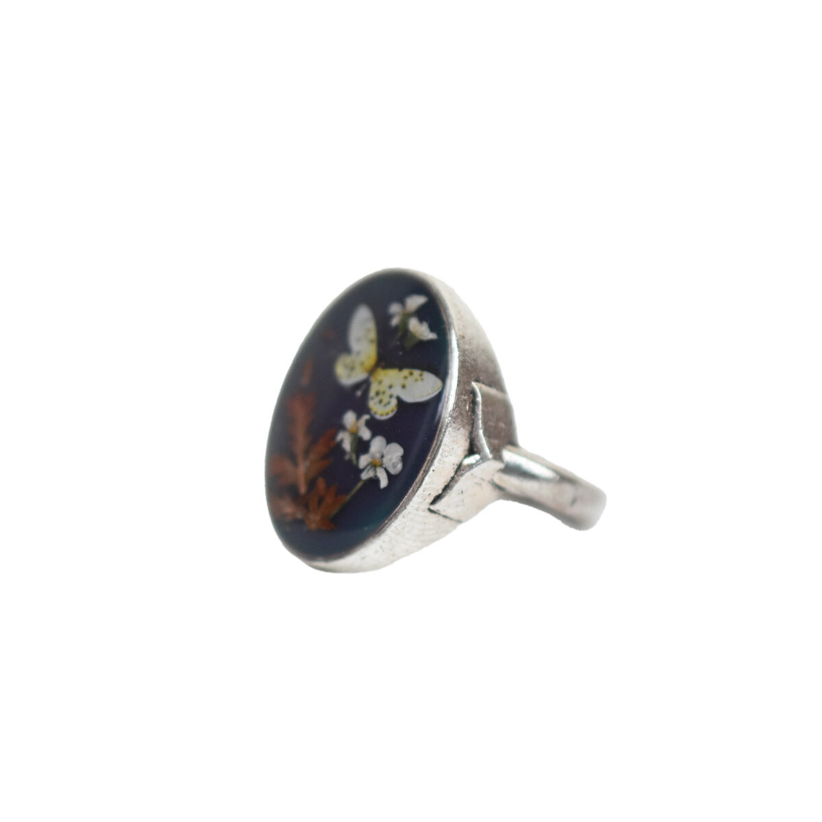 Silver Butterfly Decal Pressed Ring - Size 8