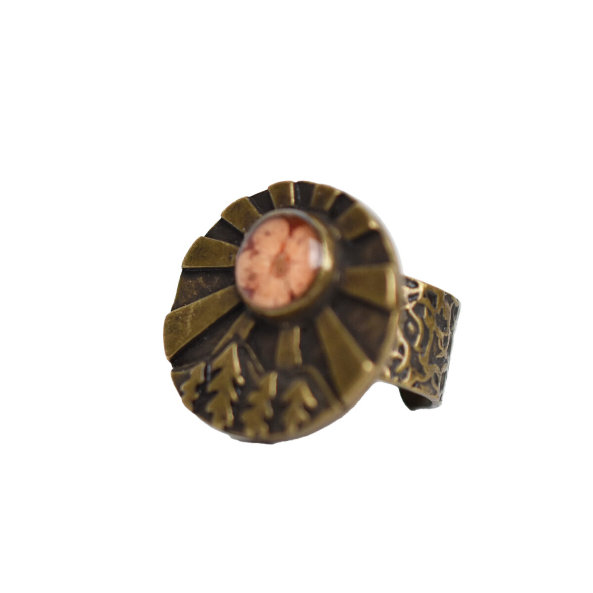 Metal Sunrise Flower Pressed Ring - Size 8 1/2